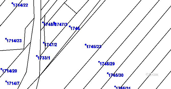 Parcela st. 1745/23 v KÚ Bosonohy, Katastrální mapa