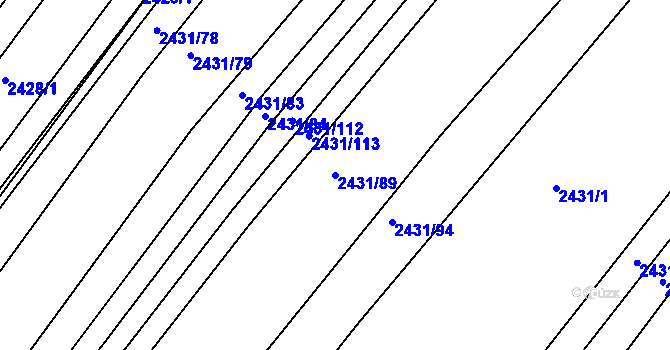 Parcela st. 2431/89 v KÚ Bosonohy, Katastrální mapa