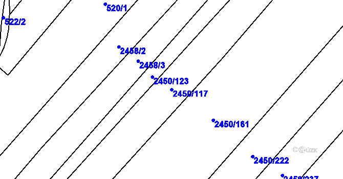 Parcela st. 2450/117 v KÚ Bosonohy, Katastrální mapa