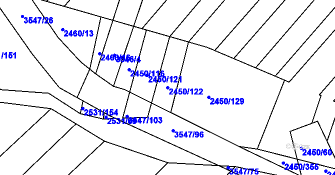 Parcela st. 2450/122 v KÚ Bosonohy, Katastrální mapa