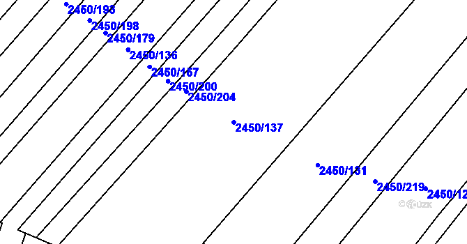 Parcela st. 2450/137 v KÚ Bosonohy, Katastrální mapa