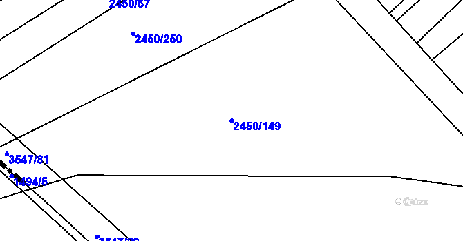 Parcela st. 2450/149 v KÚ Bosonohy, Katastrální mapa