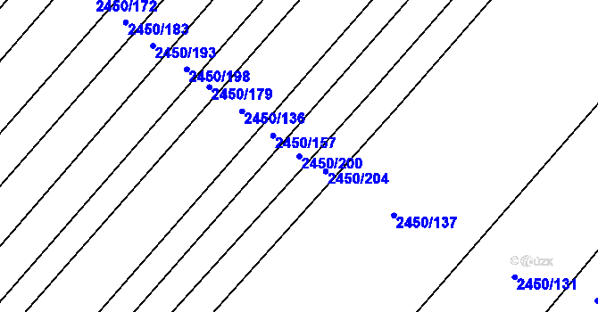 Parcela st. 2450/200 v KÚ Bosonohy, Katastrální mapa