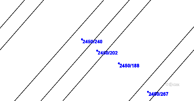 Parcela st. 2450/202 v KÚ Bosonohy, Katastrální mapa