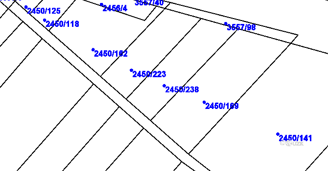 Parcela st. 2450/238 v KÚ Bosonohy, Katastrální mapa