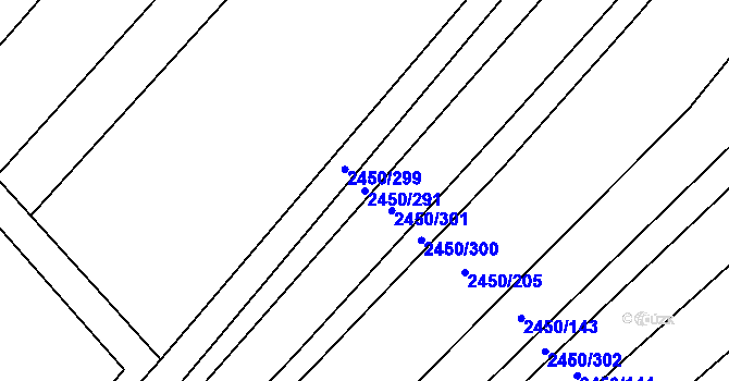 Parcela st. 2450/291 v KÚ Bosonohy, Katastrální mapa