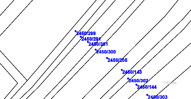 Parcela st. 2450/300 v KÚ Bosonohy, Katastrální mapa