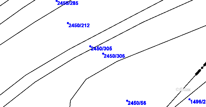 Parcela st. 2450/306 v KÚ Bosonohy, Katastrální mapa