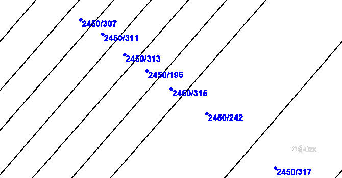 Parcela st. 2450/315 v KÚ Bosonohy, Katastrální mapa