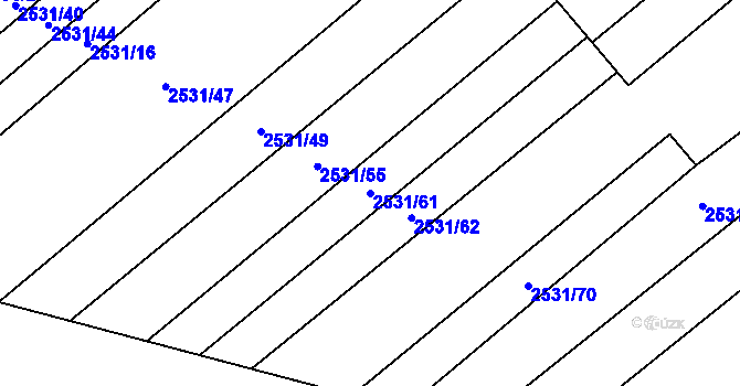 Parcela st. 2531/61 v KÚ Bosonohy, Katastrální mapa