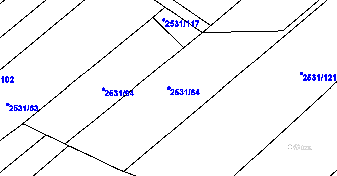 Parcela st. 2531/64 v KÚ Bosonohy, Katastrální mapa