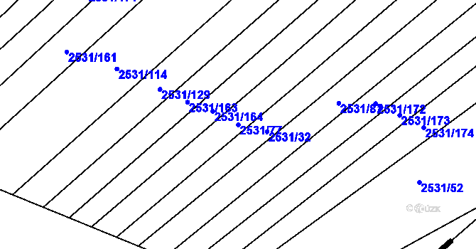 Parcela st. 2531/77 v KÚ Bosonohy, Katastrální mapa