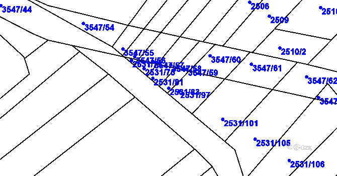 Parcela st. 2531/83 v KÚ Bosonohy, Katastrální mapa