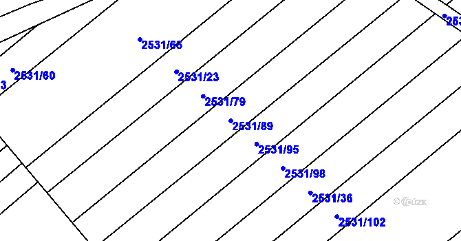 Parcela st. 2531/89 v KÚ Bosonohy, Katastrální mapa