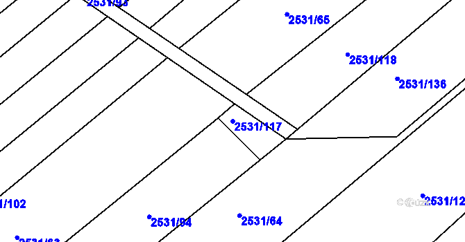 Parcela st. 2531/117 v KÚ Bosonohy, Katastrální mapa