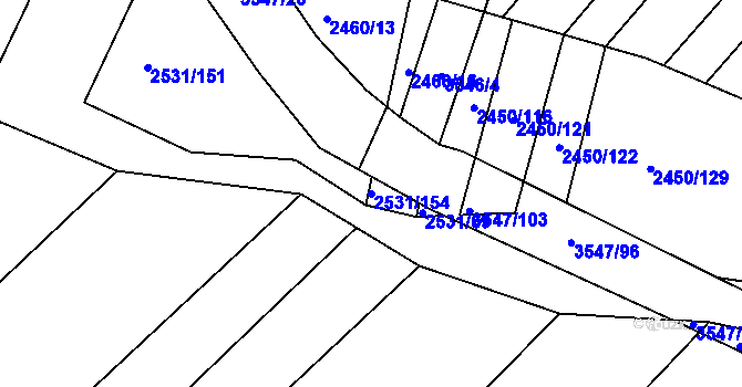 Parcela st. 2531/154 v KÚ Bosonohy, Katastrální mapa