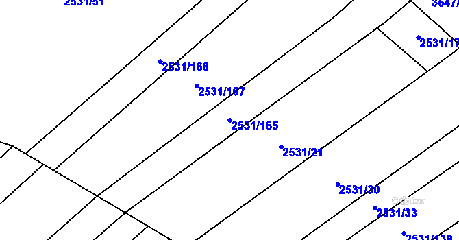 Parcela st. 2531/165 v KÚ Bosonohy, Katastrální mapa