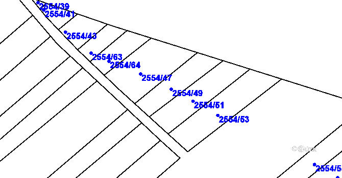 Parcela st. 2554/49 v KÚ Bosonohy, Katastrální mapa