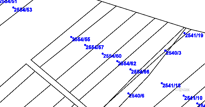 Parcela st. 2554/60 v KÚ Bosonohy, Katastrální mapa