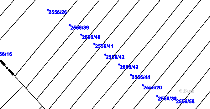 Parcela st. 2556/42 v KÚ Bosonohy, Katastrální mapa