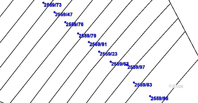 Parcela st. 2559/23 v KÚ Bosonohy, Katastrální mapa
