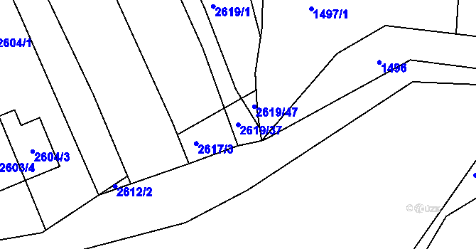 Parcela st. 2619/37 v KÚ Bosonohy, Katastrální mapa