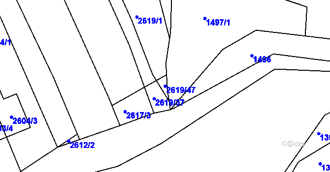 Parcela st. 2619/47 v KÚ Bosonohy, Katastrální mapa