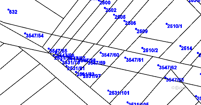 Parcela st. 3547/60 v KÚ Bosonohy, Katastrální mapa