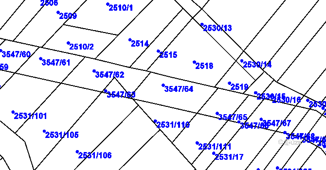 Parcela st. 3547/64 v KÚ Bosonohy, Katastrální mapa
