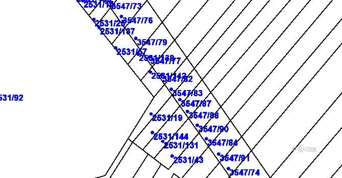 Parcela st. 3547/83 v KÚ Bosonohy, Katastrální mapa
