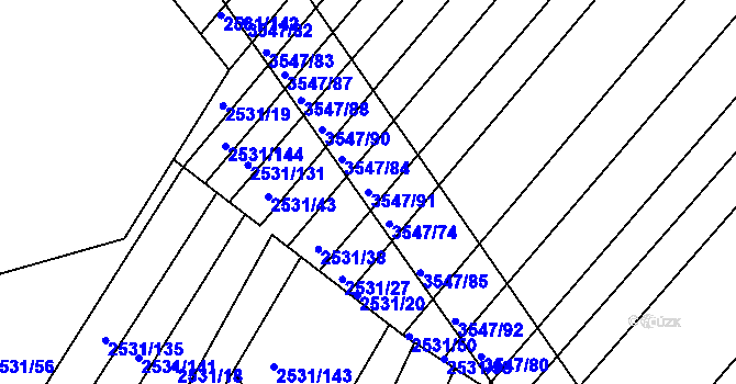 Parcela st. 3547/91 v KÚ Bosonohy, Katastrální mapa