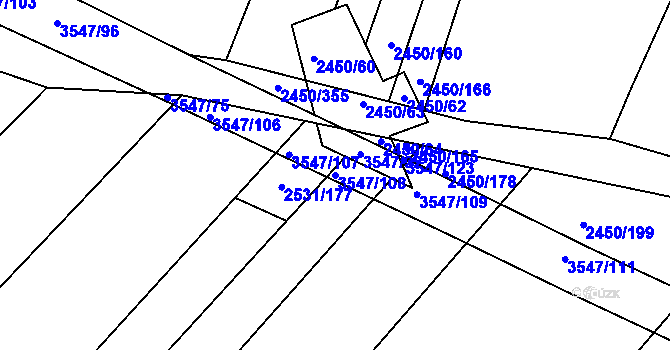 Parcela st. 3547/108 v KÚ Bosonohy, Katastrální mapa