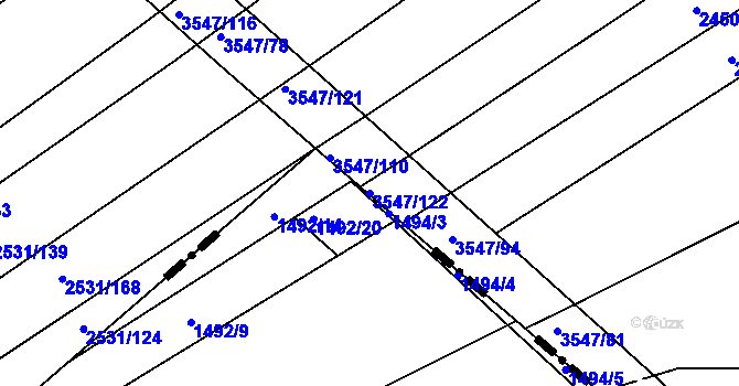 Parcela st. 3547/122 v KÚ Bosonohy, Katastrální mapa
