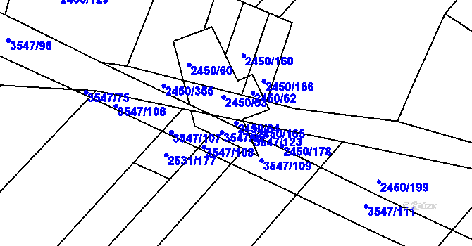 Parcela st. 2450/64 v KÚ Bosonohy, Katastrální mapa