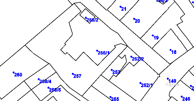 Parcela st. 256/1 v KÚ Bosonohy, Katastrální mapa