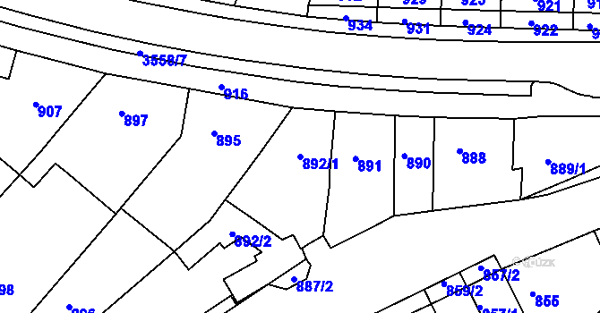 Parcela st. 892/1 v KÚ Bosonohy, Katastrální mapa