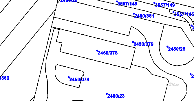 Parcela st. 2450/378 v KÚ Bosonohy, Katastrální mapa