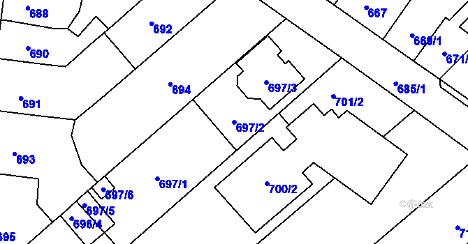 Parcela st. 697/2 v KÚ Bosonohy, Katastrální mapa
