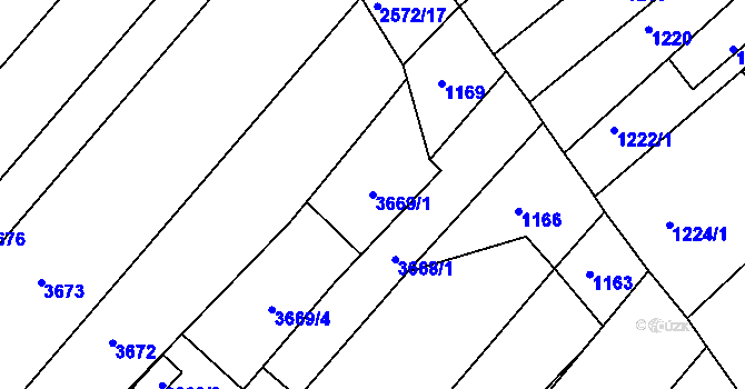 Parcela st. 3669/1 v KÚ Bosonohy, Katastrální mapa
