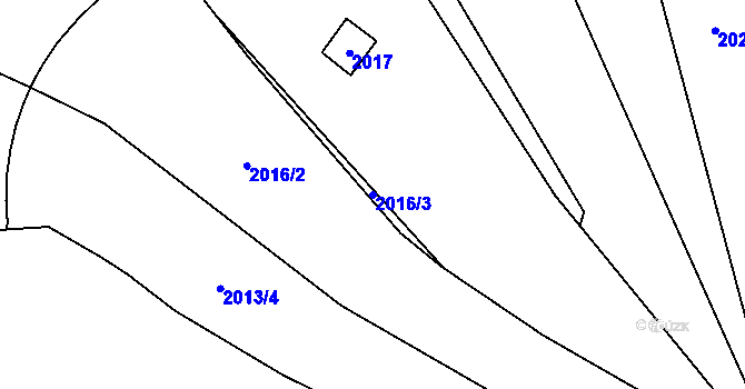 Parcela st. 2016/3 v KÚ Bosonohy, Katastrální mapa