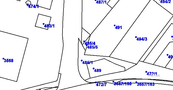 Parcela st. 485/5 v KÚ Bosonohy, Katastrální mapa