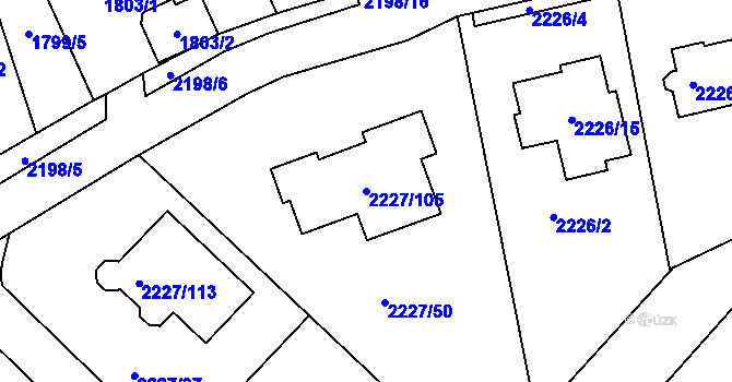 Parcela st. 2227/105 v KÚ Bosonohy, Katastrální mapa