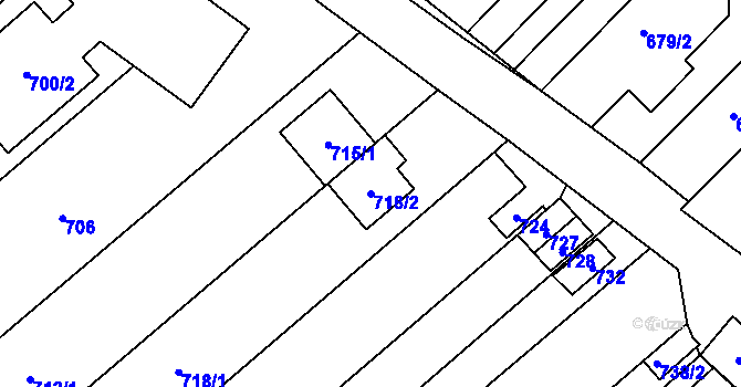 Parcela st. 718/2 v KÚ Bosonohy, Katastrální mapa