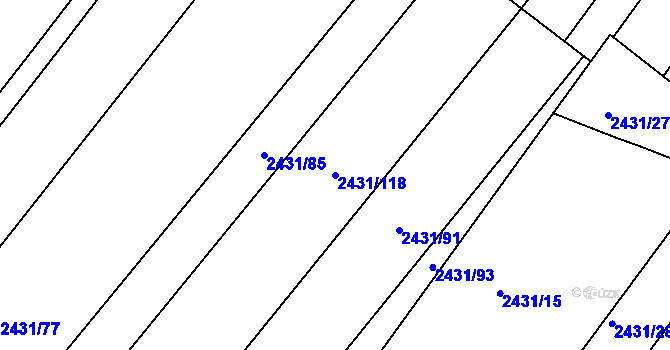 Parcela st. 2431/118 v KÚ Bosonohy, Katastrální mapa