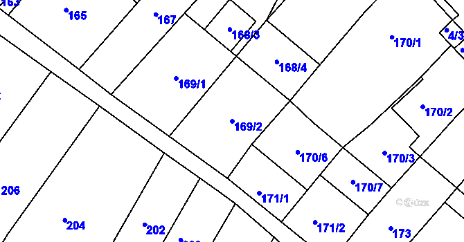 Parcela st. 169/2 v KÚ Bosonohy, Katastrální mapa
