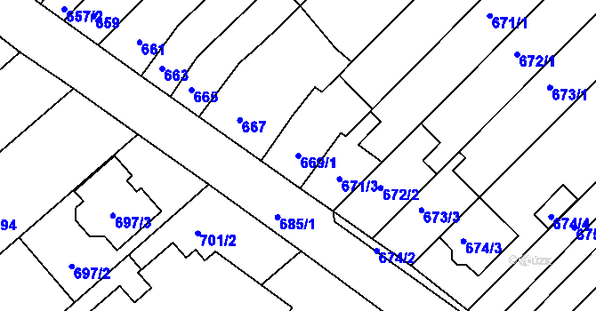 Parcela st. 669/1 v KÚ Bosonohy, Katastrální mapa