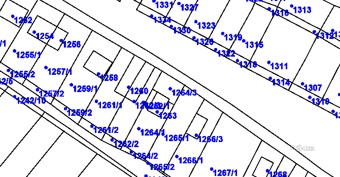 Parcela st. 1264/3 v KÚ Bosonohy, Katastrální mapa