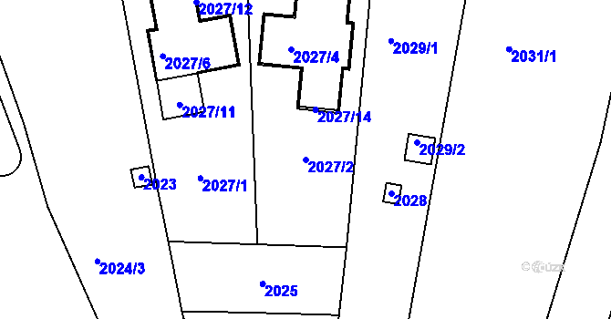 Parcela st. 2027/2 v KÚ Bosonohy, Katastrální mapa