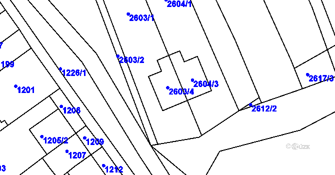 Parcela st. 2603/4 v KÚ Bosonohy, Katastrální mapa