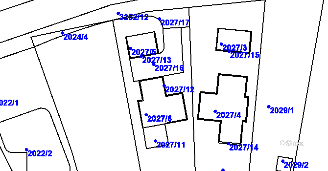 Parcela st. 2027/12 v KÚ Bosonohy, Katastrální mapa